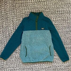 LL Bean Quarter Snap Fleece in Teal Blue Green Colorblock Size Medium